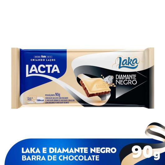Chocolate ao Leite e Branco Laka e Diamante Negro Lacta Pacote 90g - Imagem em destaque