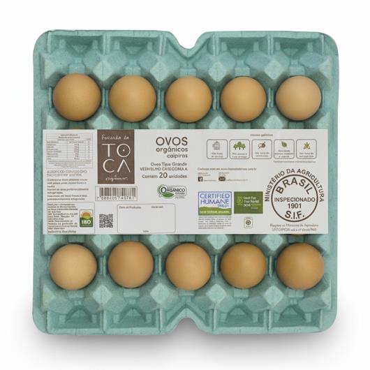 Ovos vermelho orgânico tipo grande Fazenda da Toca 20 Unidades - Imagem em destaque