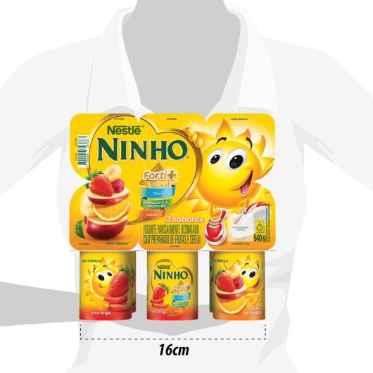 Nestlé Ninho® Iogurte Polpa de Morango, Salada de Frutas e Maçã e Banana 540G com 6 unidades - Imagem em destaque