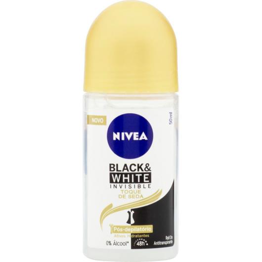 Desodorante Antitranspirante Roll On Nivea Invisible Black & White Toque de Seda 50ml - Imagem em destaque