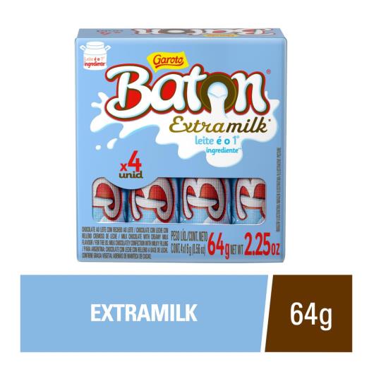 Chocolate GAROTO BATON Recheado Extramilk Pack 64g - Imagem em destaque