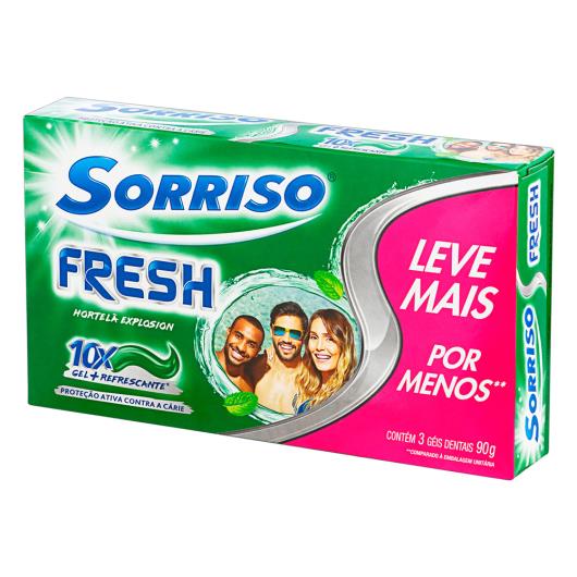 Pack Gel Dental Hortelã Explosion Sorriso Fresh Caixa 90g Cada 3 Unidades Leve Mais Pague Menos - Imagem em destaque