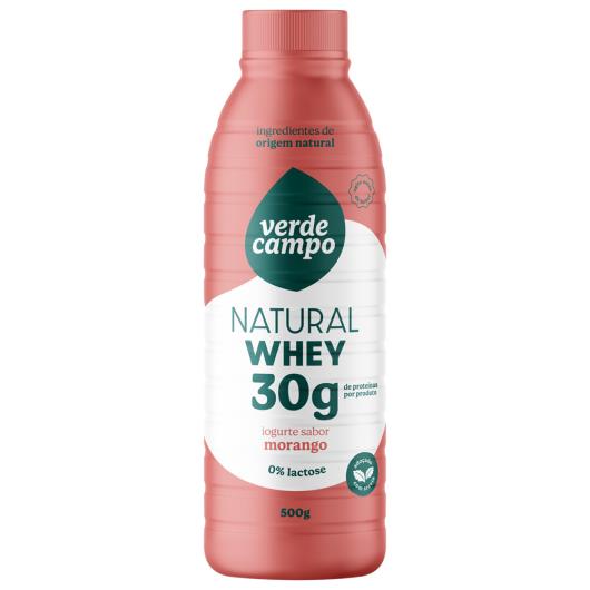 Iogurte Verde Campo Natural Whey Morango 30g de Proteínas Garrafa 500g - Imagem em destaque