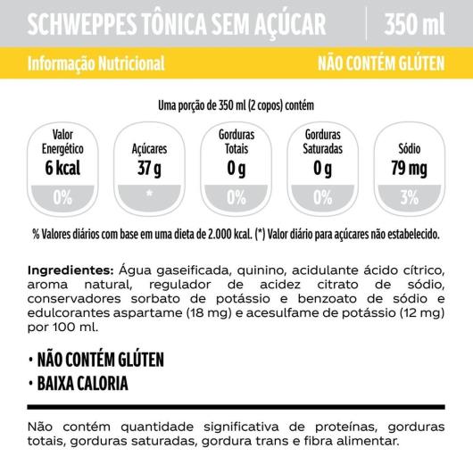 Água Tônica Schweppes Sem Açúcar LATA 350ML - Imagem em destaque