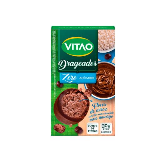 Flocos de Arroz zero açúcar coberto com chocolate meio amargo Vitao 30g - Imagem em destaque