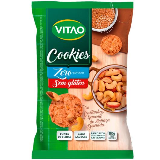Cookies zero açúcar sem glúten castanhas semente de linhaça dourada Vitao 80g - Imagem em destaque