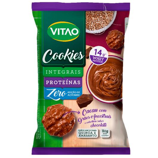 Cookies integrais proteínas cacau com grãos ancestrais e cobertura de chocolate Vitao 80g - Imagem em destaque