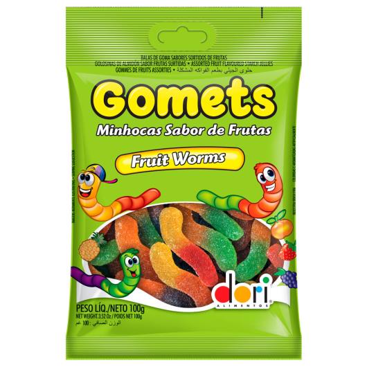 Bala minhocas frutas acidas Gomets Dori 100g - Imagem em destaque