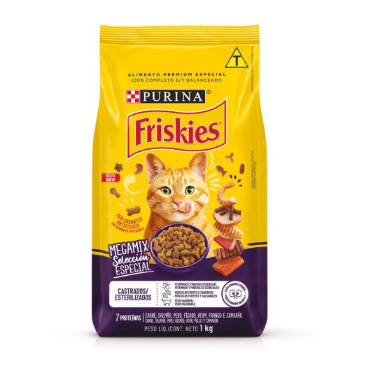 NESTLÉ® PURINA® FRISKIES® Ração Seca para Gatos Adultos Megamix Castrados 1kg - Imagem em destaque