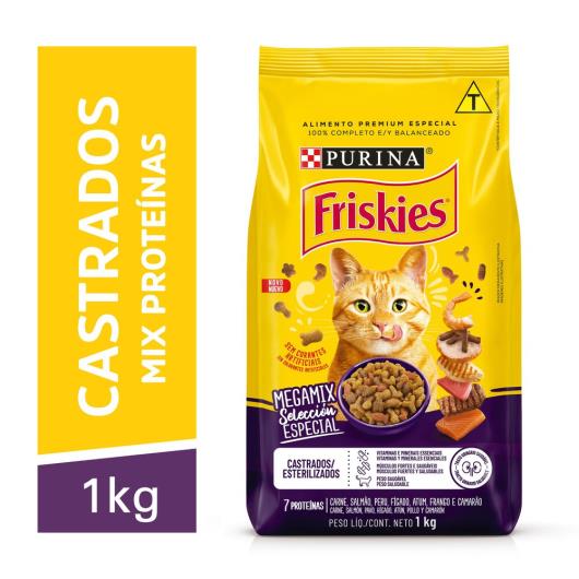 NESTLÉ® PURINA® FRISKIES® Ração Seca para Gatos Adultos Megamix Castrados 1kg - Imagem em destaque