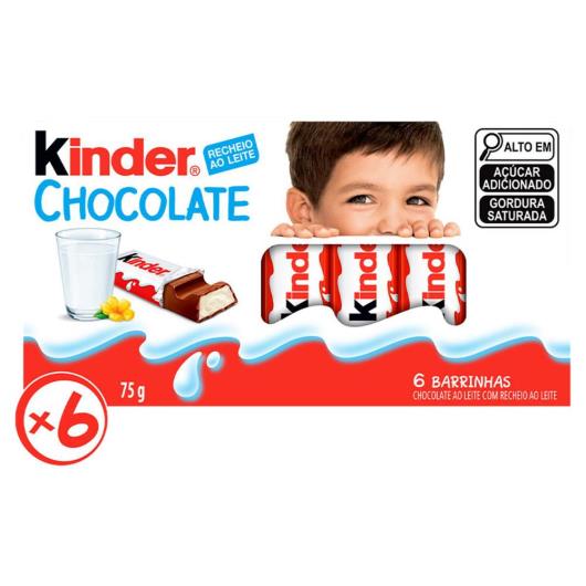 Kinder Chocolate Ao Leite com Recheio Ao Leite 6 Unidades 75g - Imagem em destaque