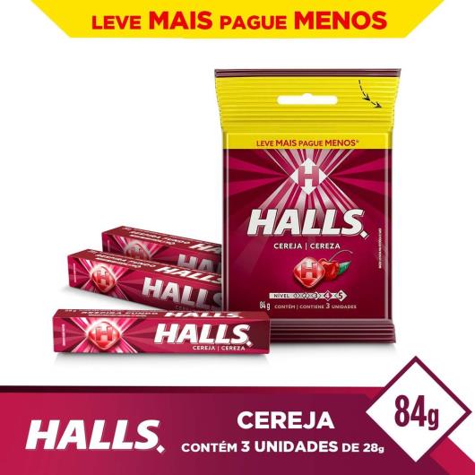 Bala Halls Cereja Pacote 3 unidades - Imagem em destaque