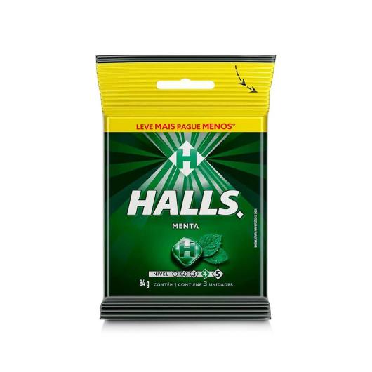 Bala Halls Menta 84g pacote com 3 unidades - Imagem em destaque