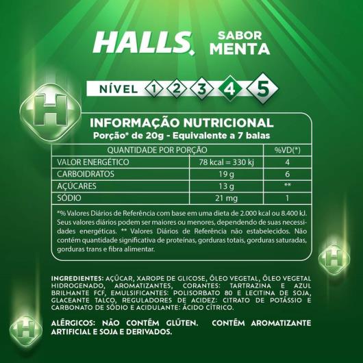 Bala Halls Menta 84g pacote com 3 unidades - Imagem em destaque