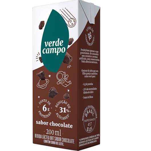 Bebida Láctea Verde Campo Minilac Chocolate 200ml - Imagem em destaque