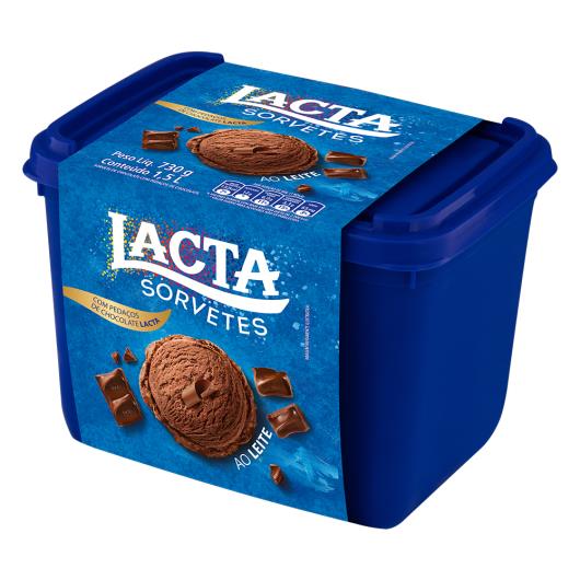 Sorvete Chocolate ao Leite com pedaços de chocolate Lacta Pote 1,5l - Imagem em destaque