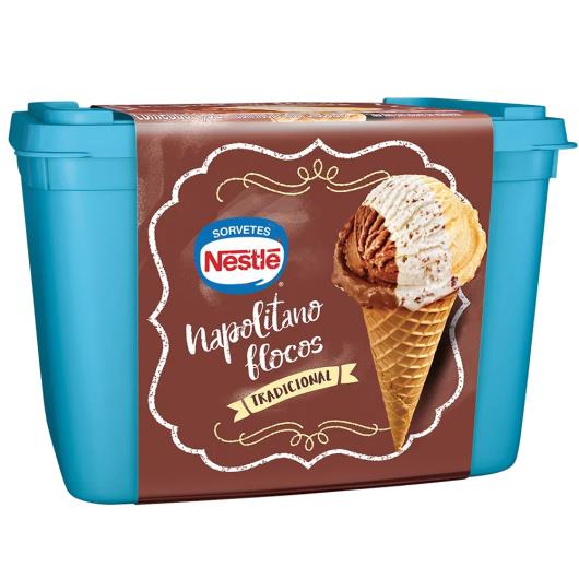 Sorvete Napolitano Flocos Nestlé Pote 1,5L - Imagem em destaque