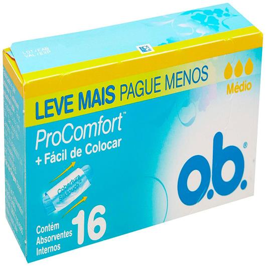 Absorvente OB Interno ProComfort Médio Leve + Pague - 16 unids. - Imagem em destaque