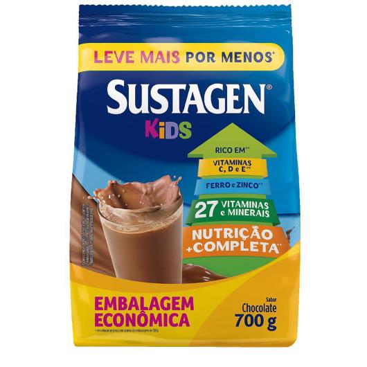 Pó para preparo chocolate grátis 200g Kids Sustagen 700g - Imagem em destaque