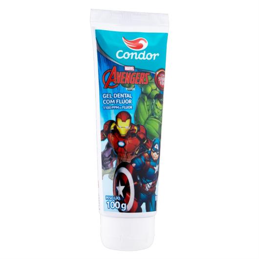 Gel Dental Infantil com Flúor Bubble Gum Avengers Condor Bisnaga 100g - Imagem em destaque