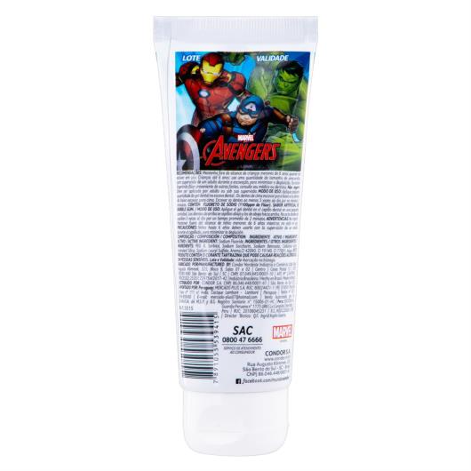 Gel Dental Infantil com Flúor Bubble Gum Avengers Condor Bisnaga 100g - Imagem em destaque