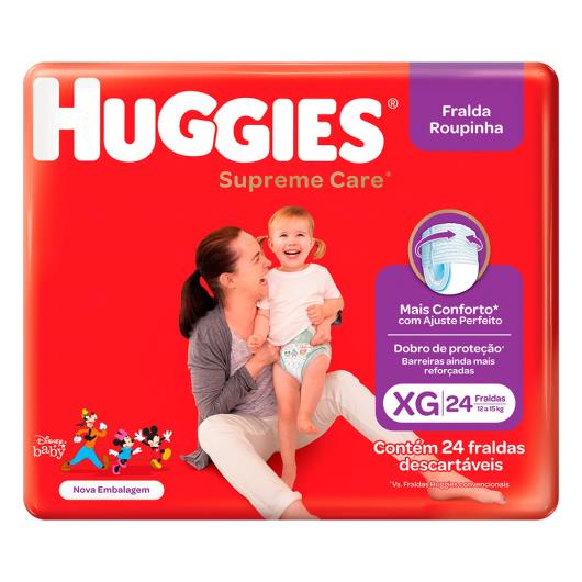 Fralda Descartável Infantil Roupinha Huggies Supreme Care XG Pacote 24 Uni - Imagem em destaque