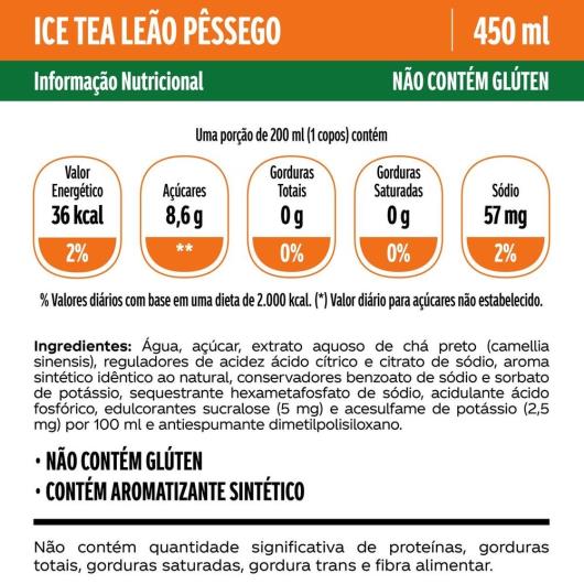 Chá Ice Tea Leão Sabor Pêssego PET 450ML - Imagem em destaque