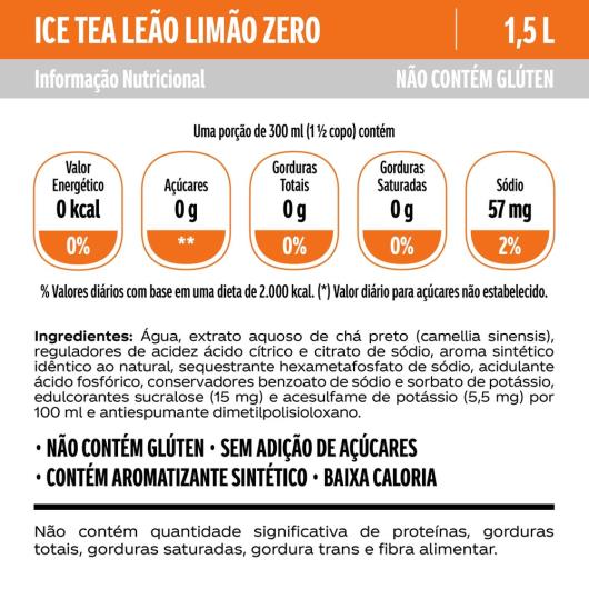 Chá Ice Tea Leão Sabor Limão Zero PET 1,5L - Imagem em destaque