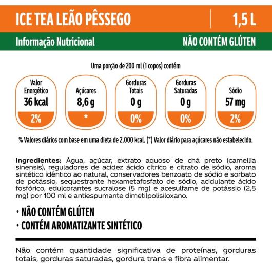 Chá Ice Tea Leão Sabor Pêssego PET 1,5L - Imagem em destaque