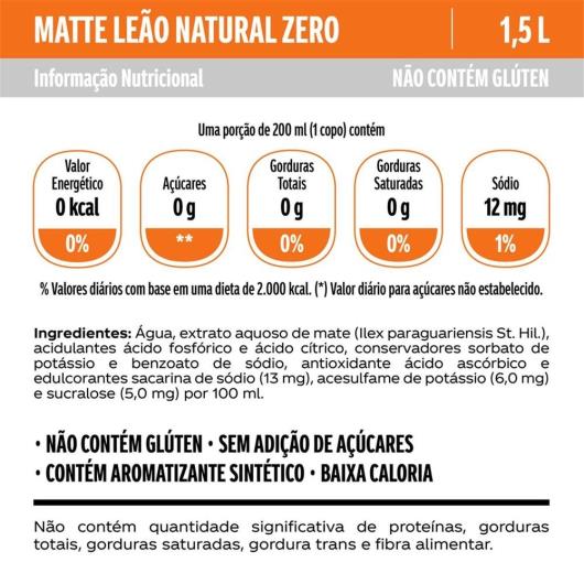 Chá Matte Leão Sabor Natural Zero PET 1,5L - Imagem em destaque