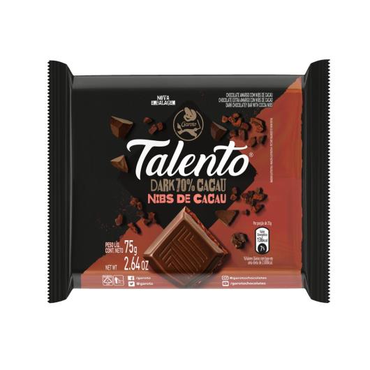 Chocolate GAROTO TALENTO Dark Nibs de Cacau 75g - Imagem em destaque