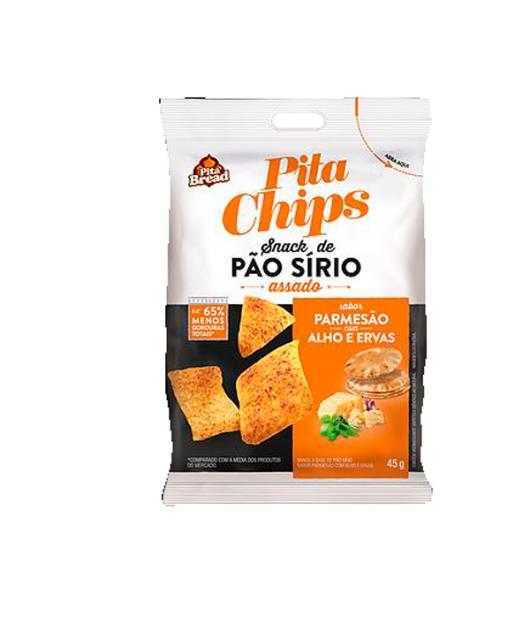 Snack parmesão alho e ervas Pita Chips 45g - Imagem em destaque