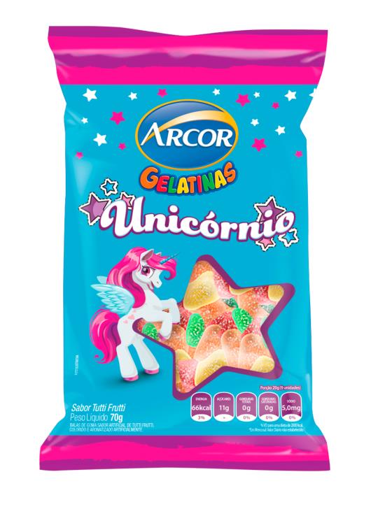 Bala gelatinas unicórnio tutti frutti  Arcor 70g - Imagem em destaque