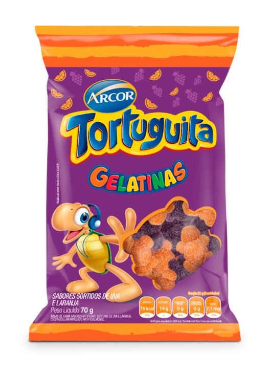 Bala gelatinas uva e laranja Tortuguita Arcor 70g - Imagem em destaque