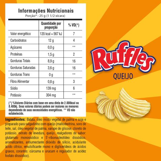 Batata Frita Ondulada Queijo Elma Chips Ruffles Pacote 50G - Imagem em destaque