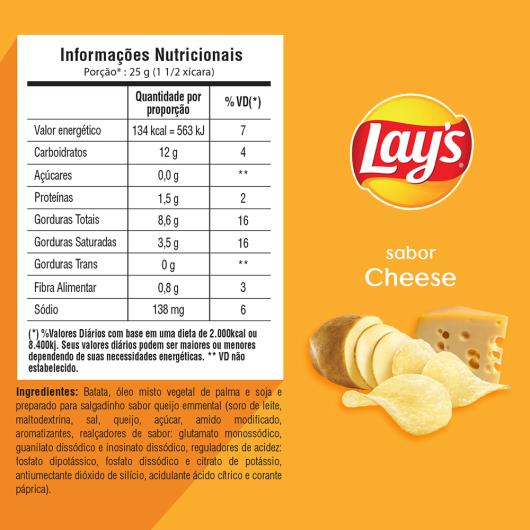 Batata Frita Lisa Cheese Lays Pacote 86G - Imagem em destaque