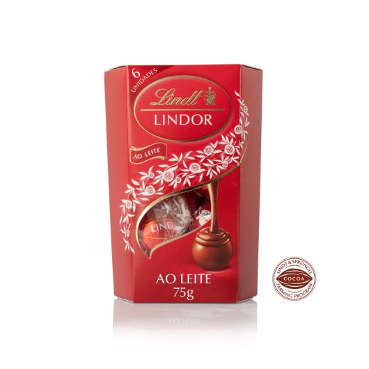 Chocolate Lindt Lindor Cornet Ao Leite 6 unidades 75g - Imagem em destaque