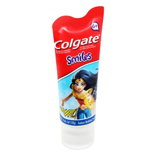 Gel Dental Infantil com Flúor Bubble Fruit Justice League Colgate Smiles Bisnaga 100g - Imagem em destaque