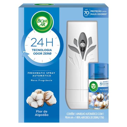 Aromatizador Bom Ar Spray Automático Freshmatic Flor de Algodão Aparelho + Refil 250ml - Imagem em destaque