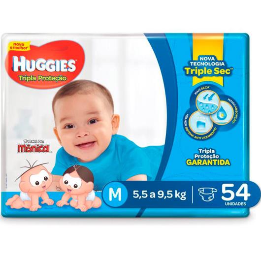 Fralda Descartável Huggies Turma da Mônica Tripla Proteção M 54 unidades - Imagem em destaque