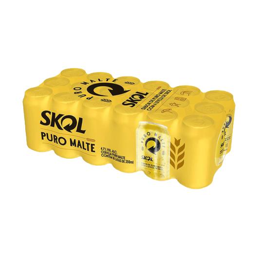 Cerveja Skol Puro Malte 350ml Lata Pack C/18 - Imagem em destaque