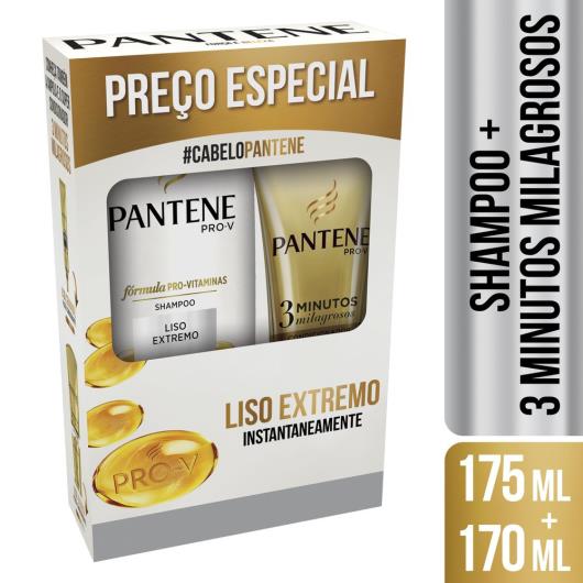 Shampoo Pantene Liso Extremo 175ml + 3 Minutos Milagrosos 170ml - Imagem em destaque