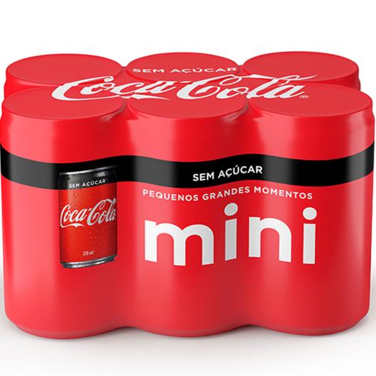 Refrigerante Coca-Cola SEM AÇÚCAR 220ml - PACK 6 UNIDADES LATA - Imagem em destaque