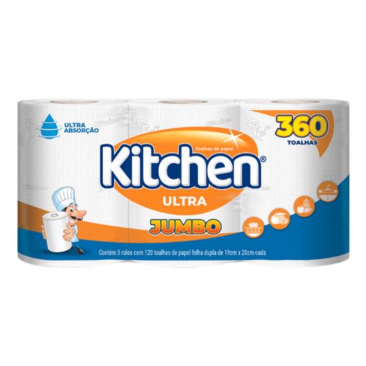 Toalhas de Papel Kitchen Jumbo 3 Rolos com 120 Toalhas Leve 360 Pague 330 - Imagem em destaque