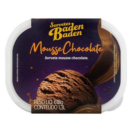 Sorvete mousse chocolate Baden Baden pote 618g - Imagem em destaque