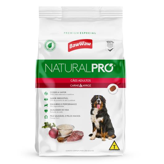 Alimento para Cães adulto carne e arroz Natural Pró Baw Waw 1kg - Imagem em destaque
