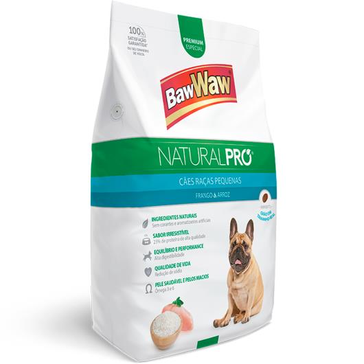 Alimento para Cães raças pequenas frango e arroz Natural Pró Baw Waw 1kg - Imagem em destaque