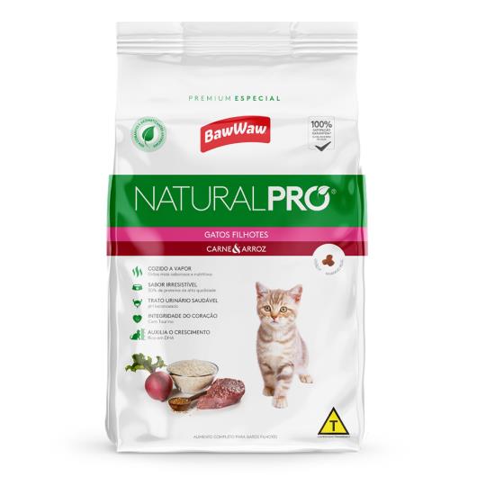 ALIMENTO PARA GATOS BAW WAW NATURAL PRÓ FILHOTES CARNE E ARROZ 1kg - Imagem em destaque