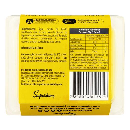 Alimento Vegetal gourmet cheddar Vegan Cheese Superbom 200g - Imagem em destaque