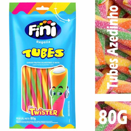 Bala ácida tubes twister regaliz Fini 80g - Imagem em destaque